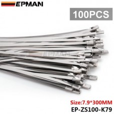 EPMAN 100x Stainless Steel Cable Ties 7.9mm x 300mm For Exhaust/Radiators EP-ZS100-K79