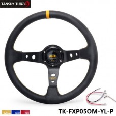 350mm/3inch Deep Dish PVC Sport Racing Steering Wheel + Horn Button Modified Auto Racing steering wheel TK-FXP05OM-P