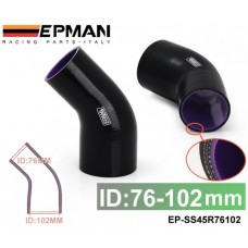 EPMAN 3"-4" 76mm-102mm 3-Ply Silicone 45 Degree Elbow Reducer Hose BLACK EP-SS45R76102