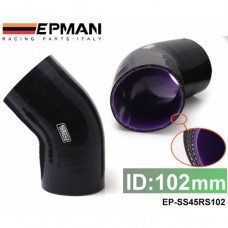 EPMAN 4" 102mm 3-Ply Silicone Intercooler 45 Degree Elbow Coupler Hose BLACK EP-SS45RS102