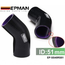 EPMAN 2" 45 Degree Silicone Elbow Hose Coupler 51mm Intercooler Pipe Turbo,Black EP-SS45RS51