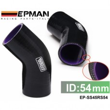 EPMAN Black 2 1/8",54mm 45 Degree Silicone Hose Elbow Coupler Intercooler Pipe Turbo EP-SS45RS54