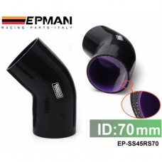 EPMAN 2.75" 70mm 45 DEGREE ELBOW SILICONE HOSE PIPE Black EP-SS45RS70