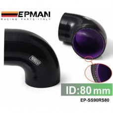 EPMAN 3.13"  80mm 90 Degree Elbow Silicone Hose Pipe Turbo Intake Black & Purple EP-SS90RS80