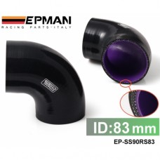 EPMAN 3.27" 83mm 90 Degree Elbow Silicone Hose Pipe Turbo Intake Black & Purple EP-SS90RS83