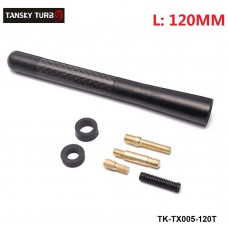TANSKY -12cm / 4.7" Mini Black Carbon Fiber Radio Short Antenna Universal Car Decorative Scerw Black TK-TX005-120T
