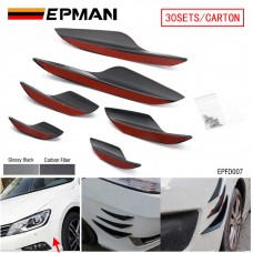 EPMAN 30SETS/CARTON Universal Car Front Bumper Lip Splitter 6PCS/SET ABS Front Bumper Canards Splitter Body Diffuser Self-Adhesive Front Bumper Fins Spoiler For Most Cars EPFD007-30T
