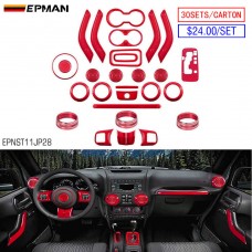 EPMAN 30SETS/CARTON 28 PCS Full Set Interior Decoration Trim Kit For Jeep Wrangler JK JKU 2011-2018 EPNST11JP28-30T