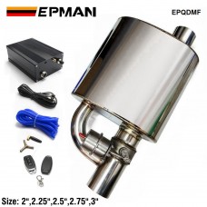 EPMAN 2"/2.25"/2.5"/2.75"/3" Stainless Steel Slant Outlet Tip Inlet Weld On Single Exhaust Muffler With Different Sounds/ Dump Valve Exhaust Cutout EPQDMF