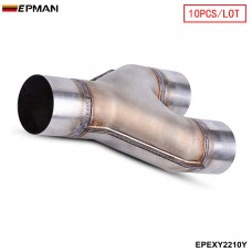 EPMAN Universal Y-Pipe Exhaust Pipe Tip Dual 2.25"/2.5"/3" Inlet / Outlet Stainless Steel 10PCS/Carton EPEXY2210Y