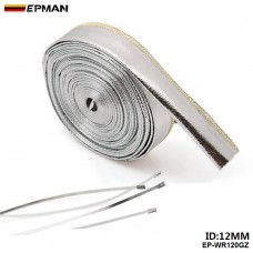  EPMAN Aluminized Metallic Heat Shield Sleeve Insulated Wire Hose Cover Wrap 12mm*10 meter EP-WR120GZ