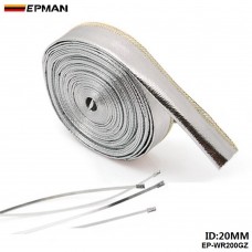  EPMAN Aluminized Metallic Heat Shield Sleeve Insulated Wire Hose Cover Wrap 20mm*10 meter EP-WR200GZ