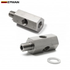 EPMAN Stainless steel 1/8'' NPT & 1/8"BSPT & M10 Oil Pressure Sensor Tee To NPT Adapter Turbo Feed Line Gauge EP-CGQ200