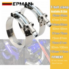 EPMAN 1Pair/Unit 43mm-113mm Stainless Steel Silicone Turbo Hose Coupler T Bolt Super Clamp For 1.5", 1.75", 2.0", 2.25", 2.5", 2.75", 3.0", 3.5", 4" Silicone Hoes EP-KG