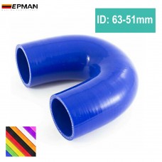 10pcs/unit Universal 63mm to 51mm Silicone 180 degree reducer connector elbow Coupler TK-SS180RS6351