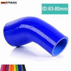 10pcs/unit Universal 63mm to 80mm Silicone 45 degree reducer connector elbow Coupler TK-SS45RS6380