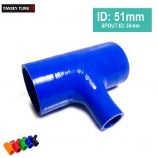 Tansky - 10PCS/UNIT Universal Silicone Hose T-Piece 3 Way 51mm 2" Hose (SPOUT ID:35mm) Blue/Black/Red (H Q) TK-SS3T51-35