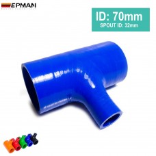 10PCS/UNIT UNIVERSAL Silicone Hose T-piece 3 way 70mm 2.75" hose(SPOUT ID:32mm) Blue/Black/Red (H Q) TK-SS3T70-32